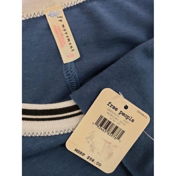 Free People Cropped Shirt Top Women's XS Blue White Black Contrast Draped NEW - Picture 5 of 6